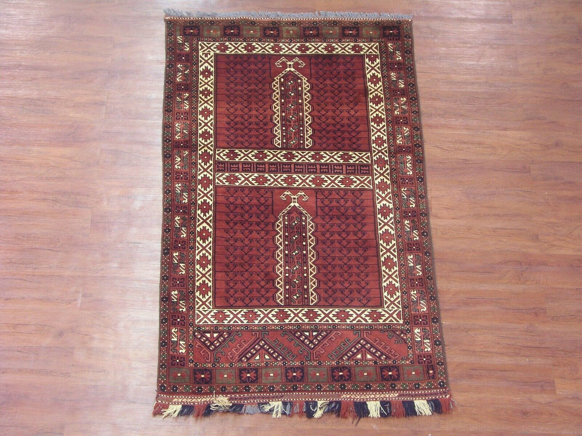 Tapis vintage en laine tribal afghane Baluchi noué à la main 4x6 Tapis vintage en laine tribal afghane Baluchi noué à la main 4x6