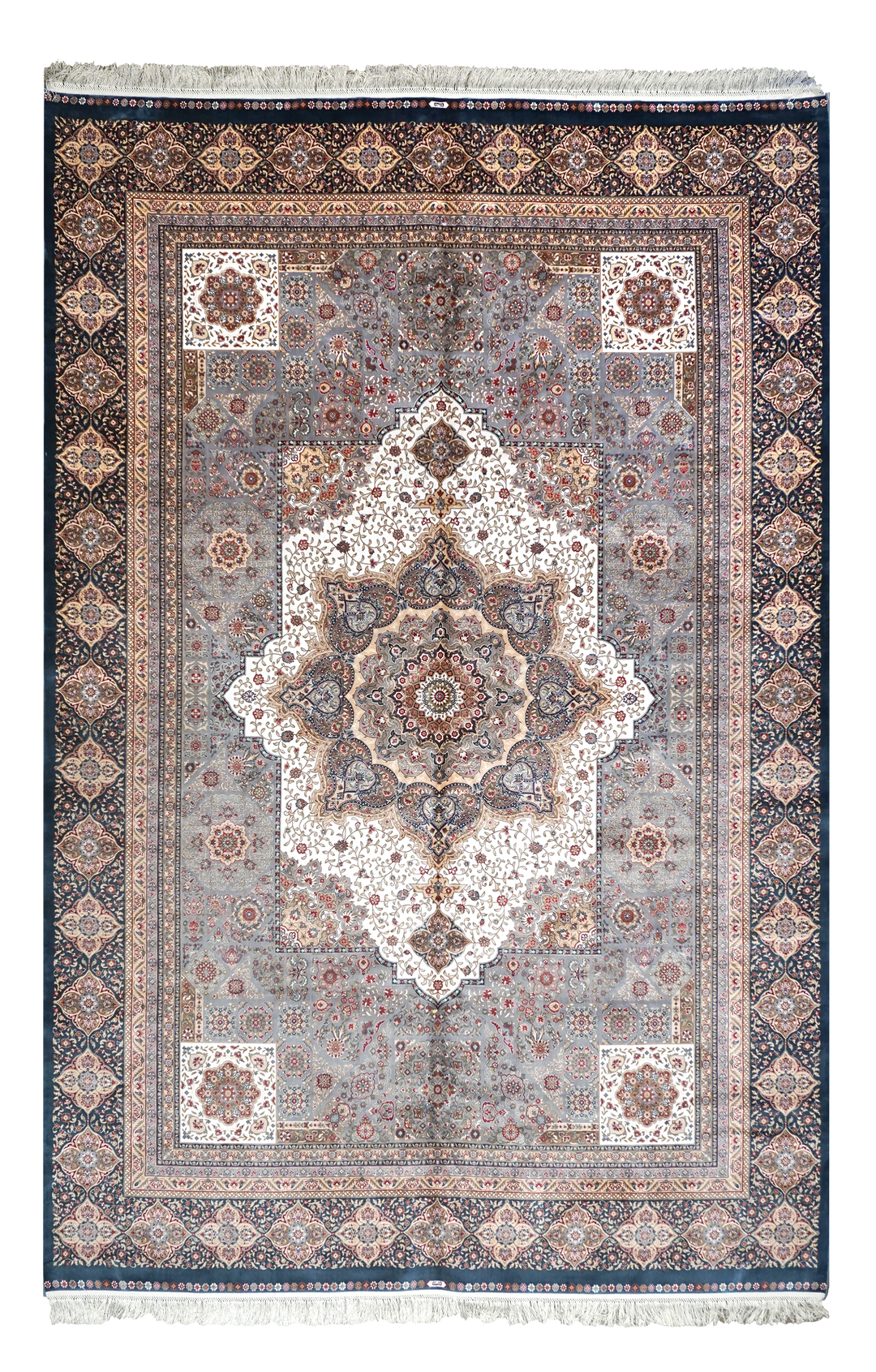 7X10 Gray Hereke Tufted Pure Silk Area Rug, 1000 KPSI – Kalili Rugs