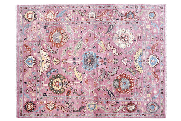 8X10 Pink Oushak Hand-Knotted Rug