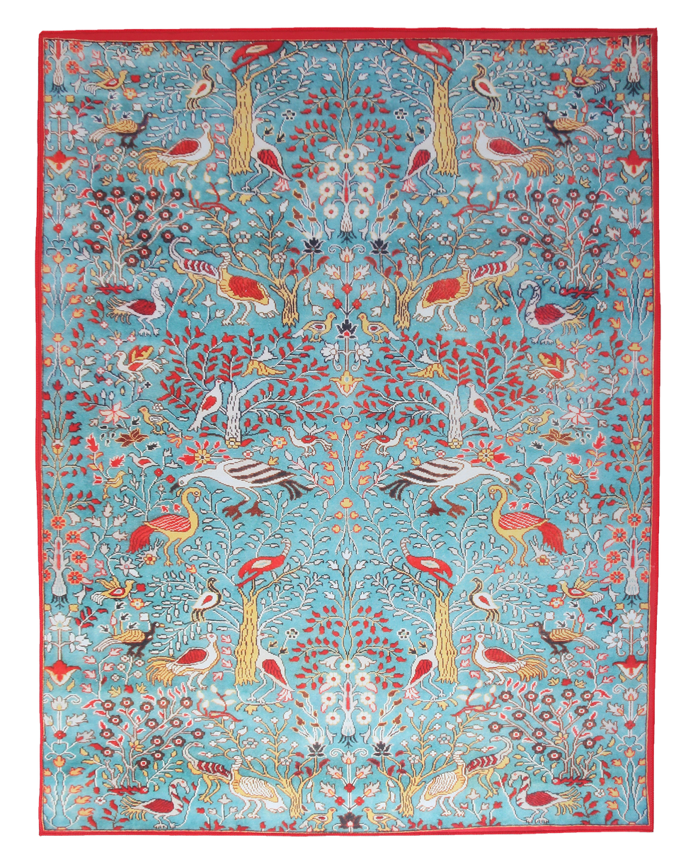 Modern Blue Bird Design Machine Washable Area Rug – Kalili Rugs